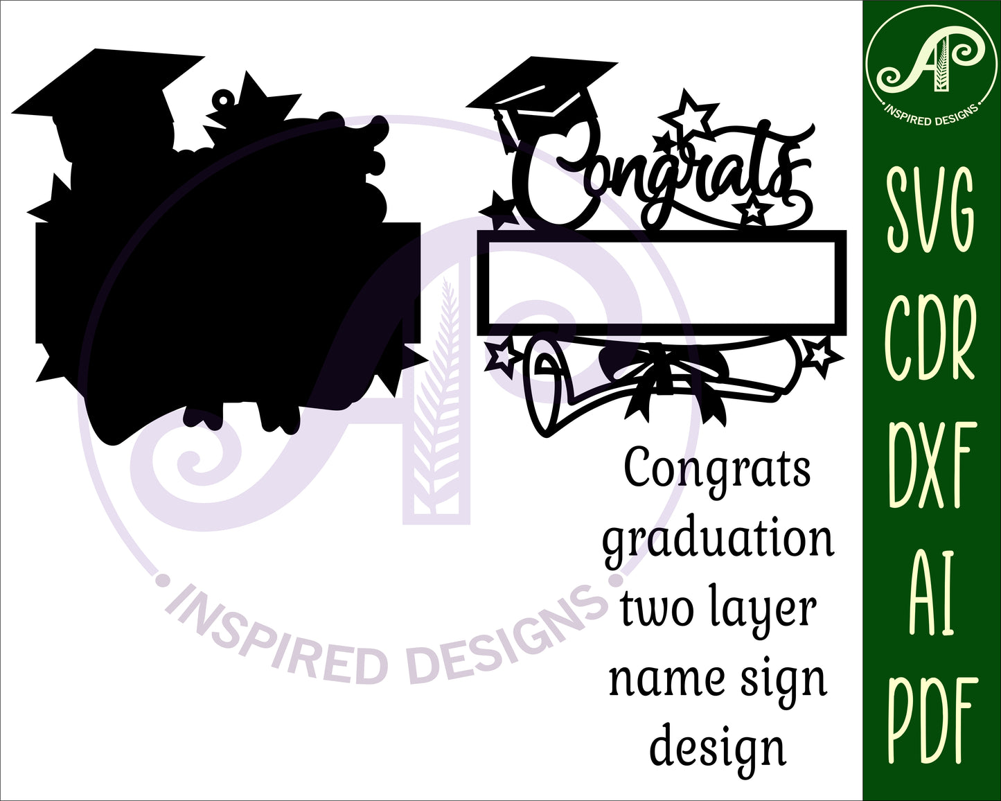 Congrats graduate shape name sign SVG / DXF / AI / PDF / CDR