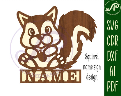 Squirrel shape name sign SVG / DXF / AI / PDF / CDR