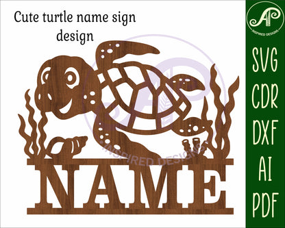 Turtle shape name sign SVG / DXF / AI / PDF / CDR