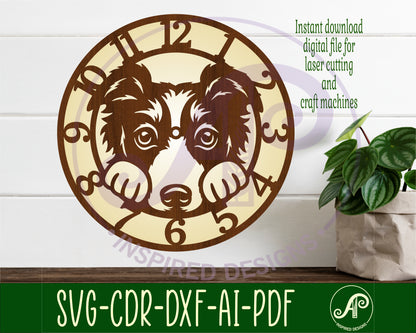 Border Collie dog wall clock template design