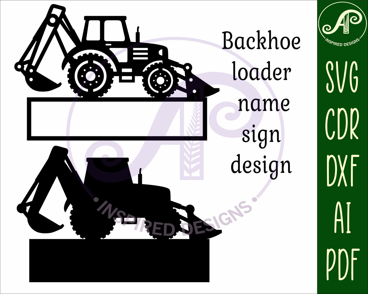 Backhoe Digger shape name sign SVG / DXF / AI / PDF / CDR