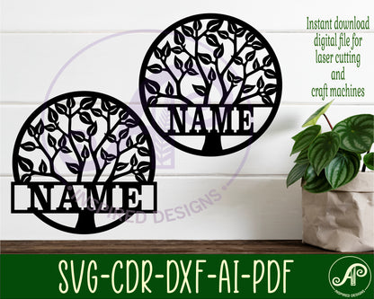 Tree name wall sign. SVG / DXF / AI / PDF / CDR