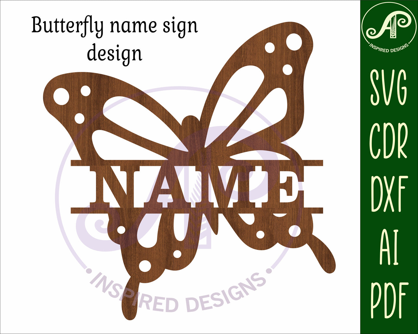 Butterfly shape name sign SVG / DXF / AI / PDF / CDR