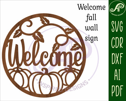 Welcome fall wall sign design SVG / DXF / AI / PDF / CDR