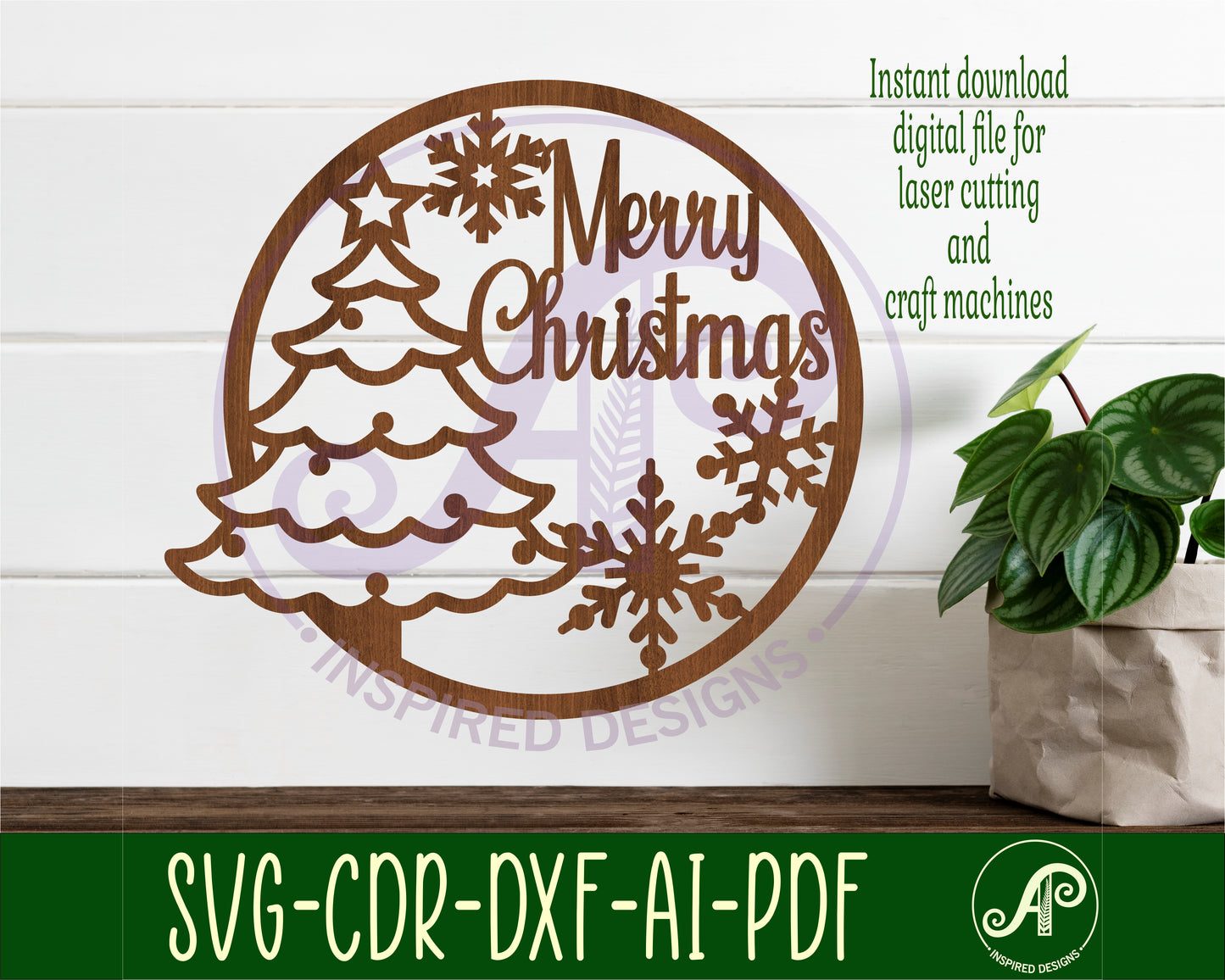 Merry Christmas / Happy Holidays wall sign design SVG / DXF / AI / PDF / CDR