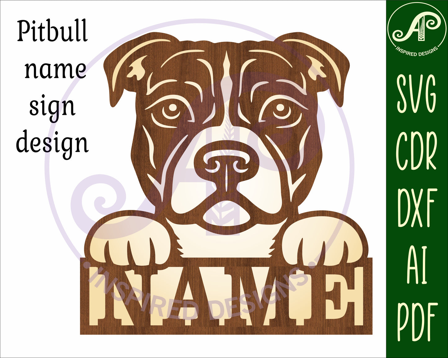 Pitbull dog name sign SVG / DXF / AI / PDF / CDR