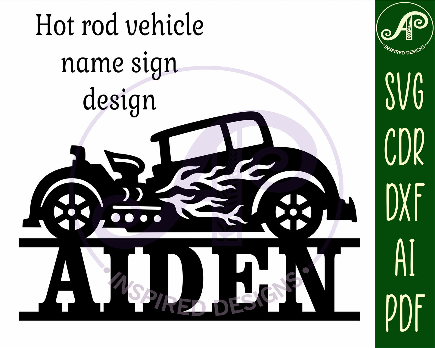 Hot rod car shape name sign SVG / DXF / AI / PDF / CDR