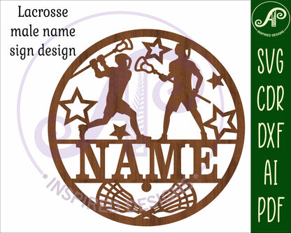 Lacrosse male name wall sign. SVG / DXF / AI / PDF / CDR