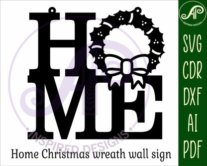 Home word wreath wall sign design SVG / DXF / AI / PDF / CDR