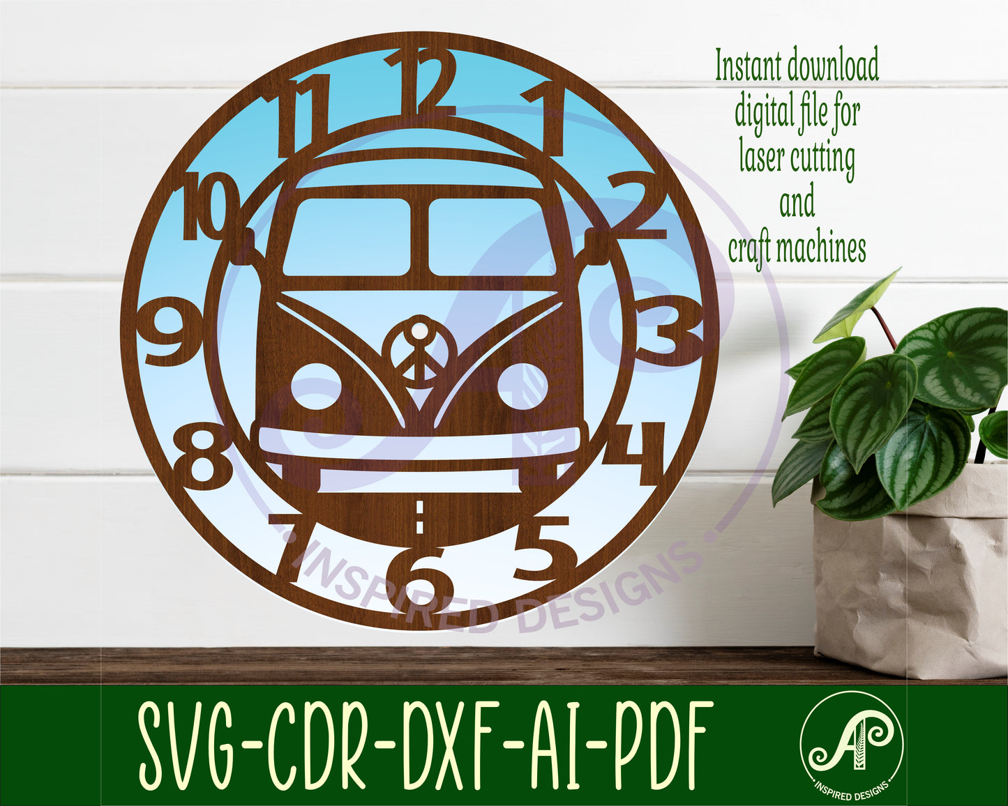 Vintage Van wall clock template design