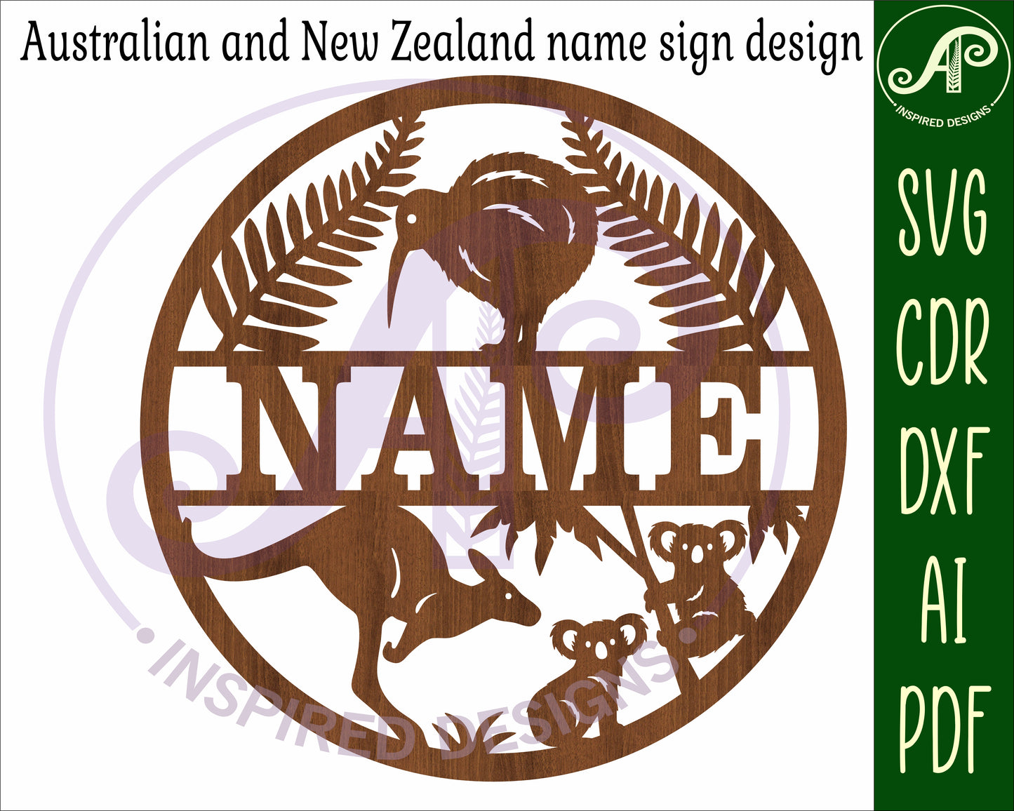 Australian and New Zealand name wall sign. SVG / DXF / AI / PDF / CDR