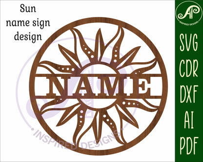 Sun name wall sign. SVG / DXF / AI / PDF / CDR