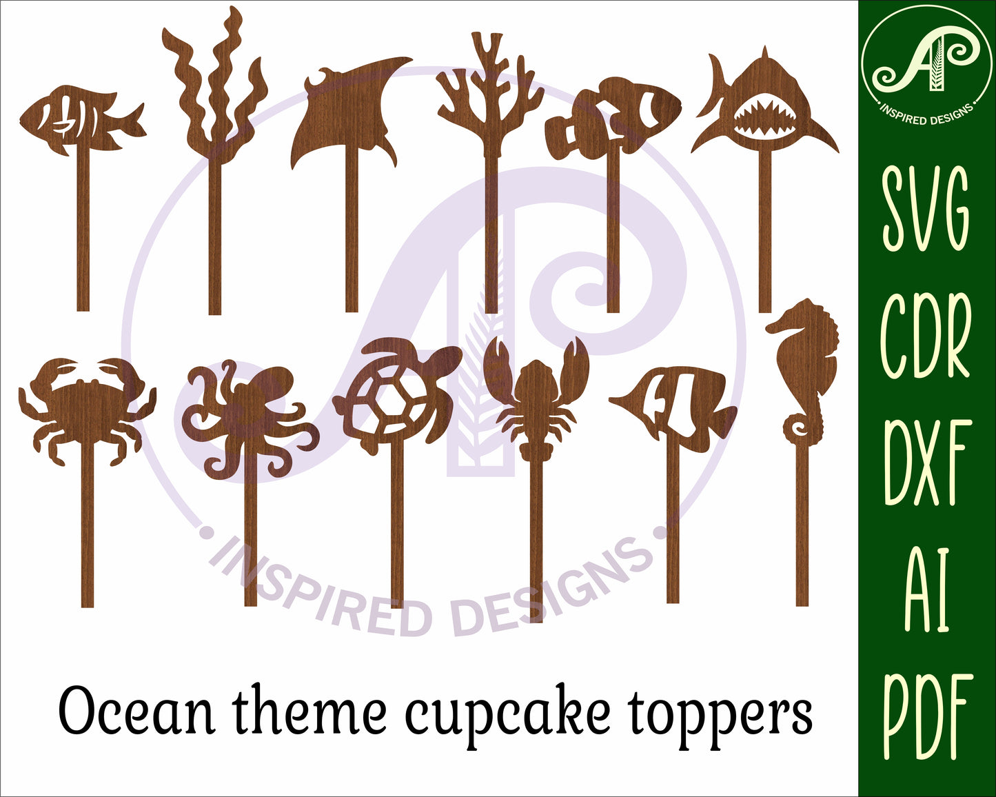 Ocean  cupcake topper design SVG / DXF / AI / PDF / CDR