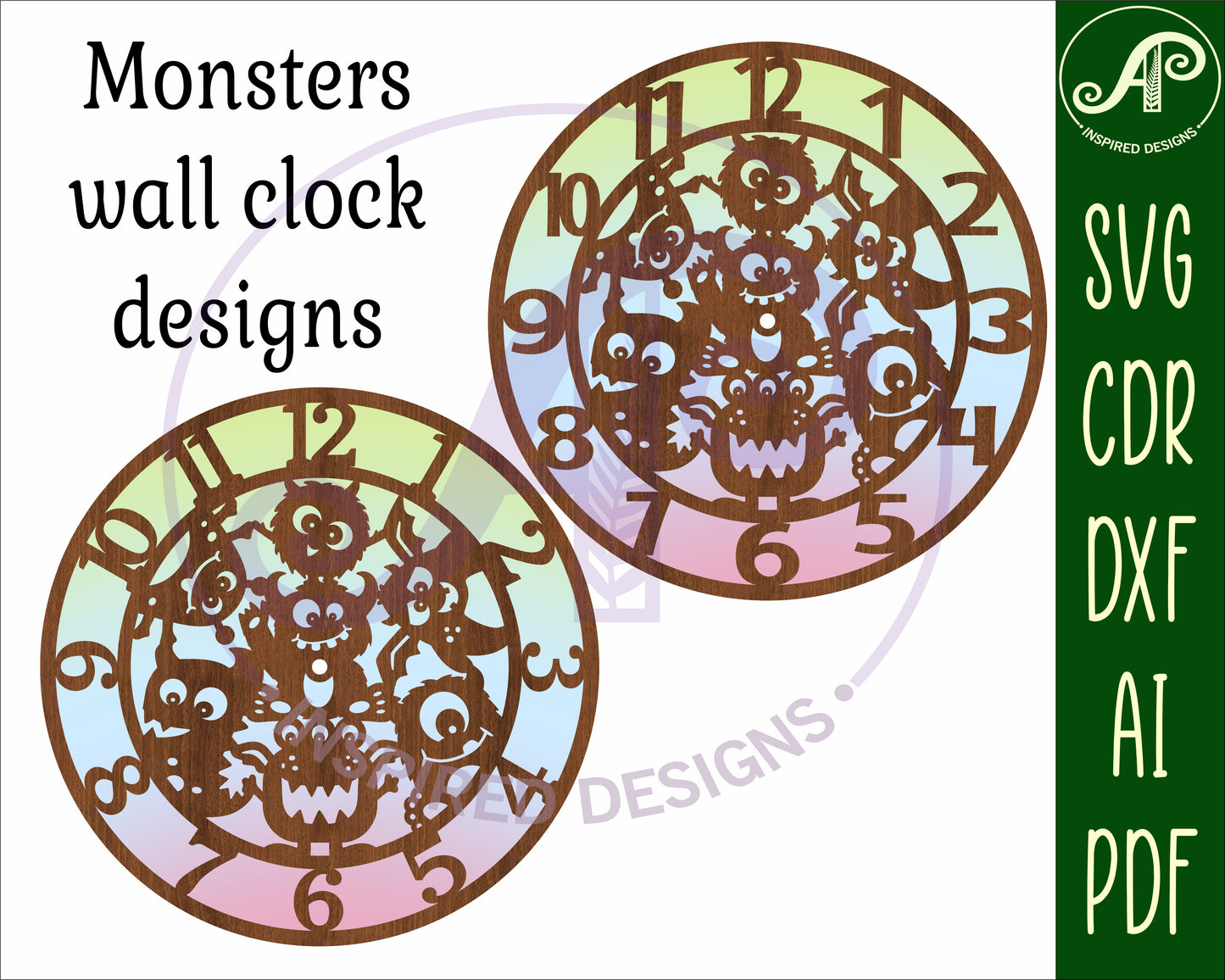 Monsters wall clock template design