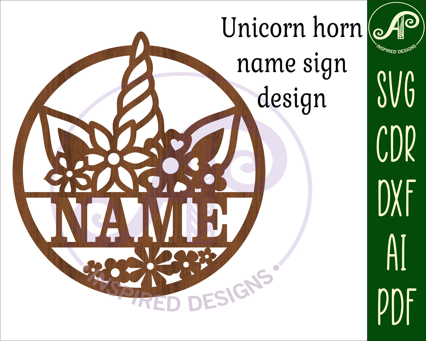 Unicorn horn name wall sign. SVG / DXF / AI / PDF / CDR