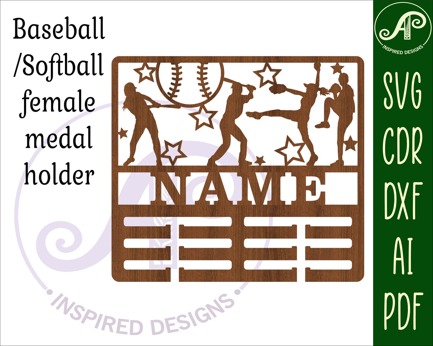 Baseball / Softball female medal holder sign SVG / DXF / AI / PDF / CDR