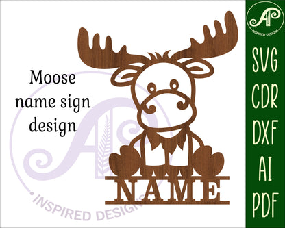 Moose shape name sign SVG / DXF / AI / PDF / CDR