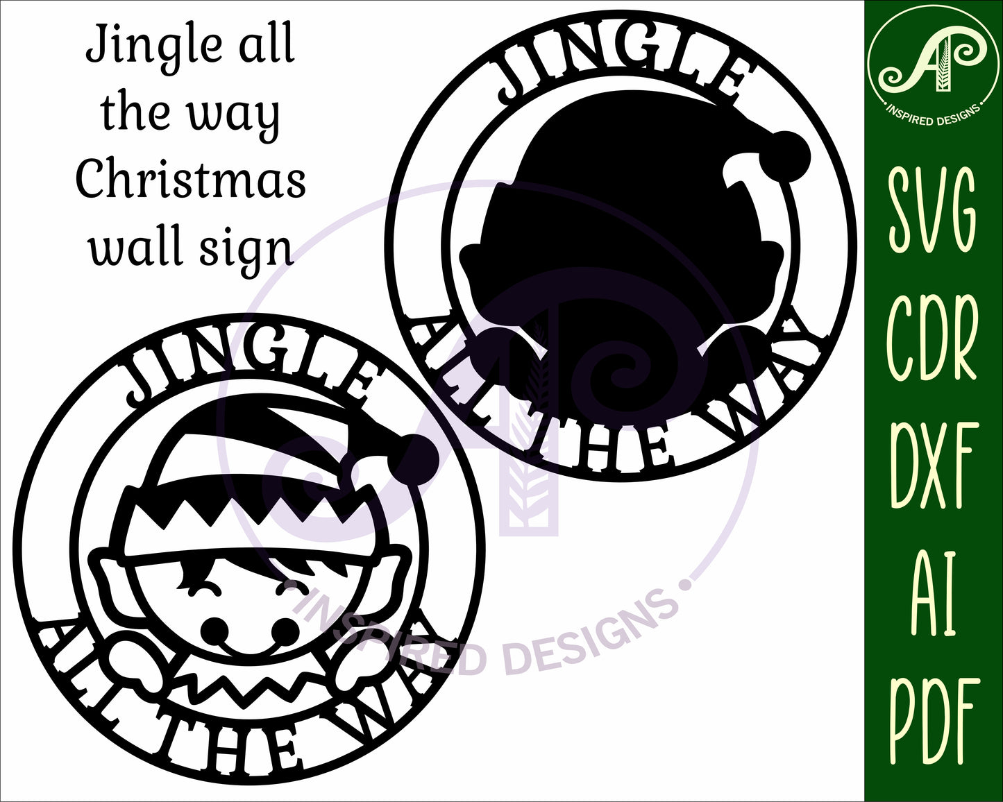 Jingle all the way with elf wall sign design SVG / DXF / AI / PDF / CDR