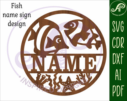 Tropical fish name wall sign. SVG / DXF / AI / PDF / CDR