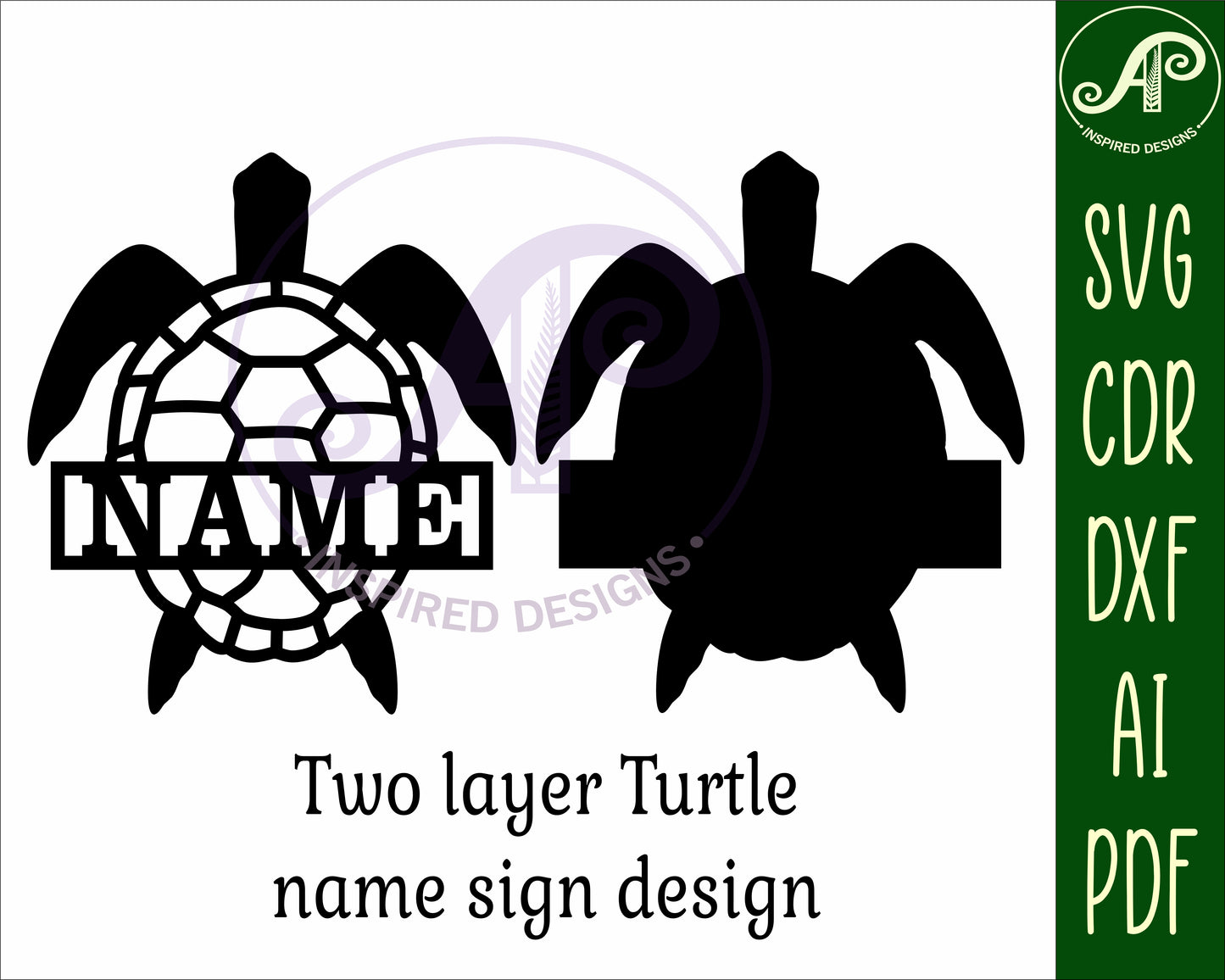 Detailed turtle shape name sign SVG / DXF / AI / PDF / CDR