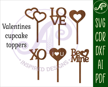 Valentines cupcake topper design SVG / DXF / AI / PDF / CDR