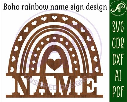 Boho Rainbow shape name sign SVG / DXF / AI / PDF / CDR