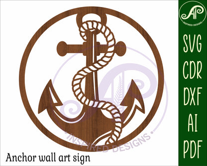 Anchor nautical wall sign design SVG / DXF / AI / PDF / CDR