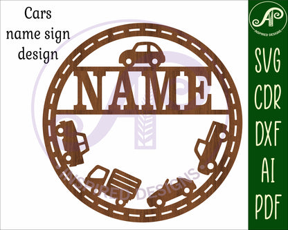 Cars name wall sign. SVG / DXF / AI / PDF / CDR