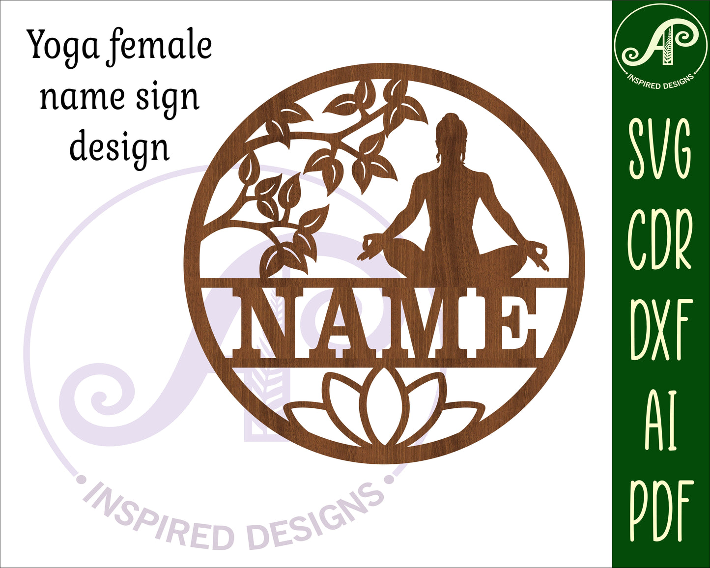 Yoga female  name wall sign. SVG / DXF / AI / PDF / CDR