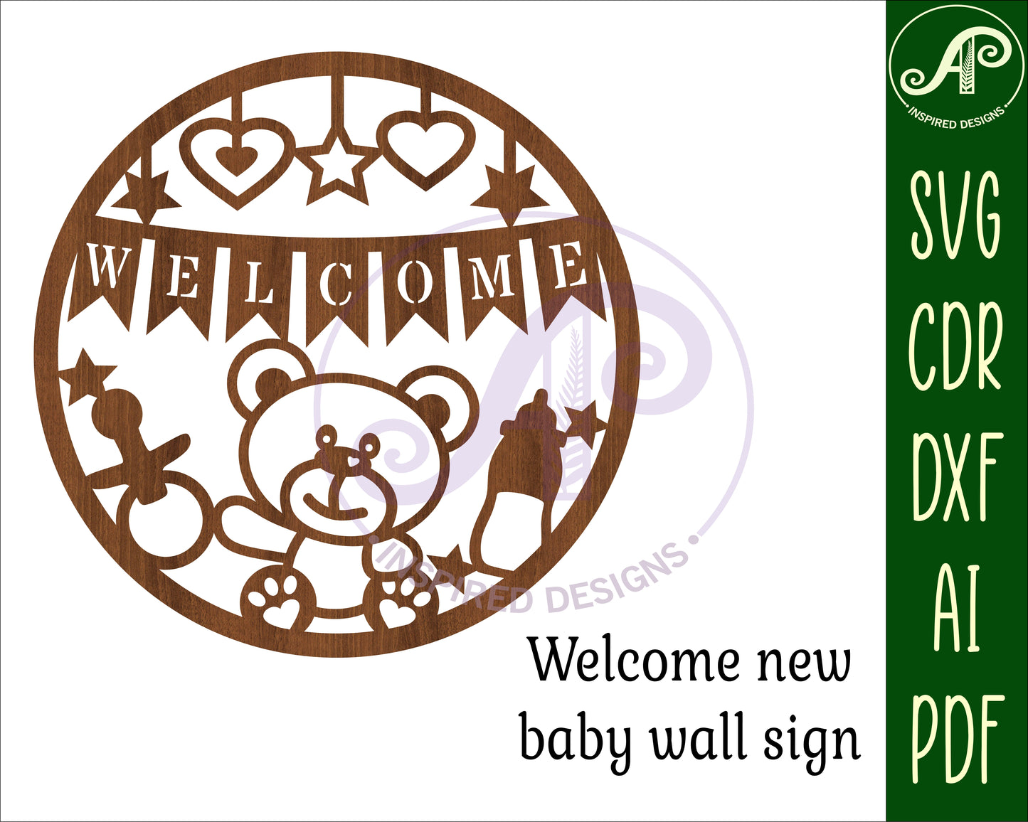 Welcome new baby wall sign design SVG / DXF / AI / PDF / CDR