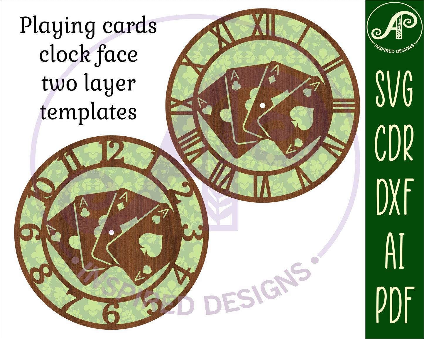 Playing cards clock template design