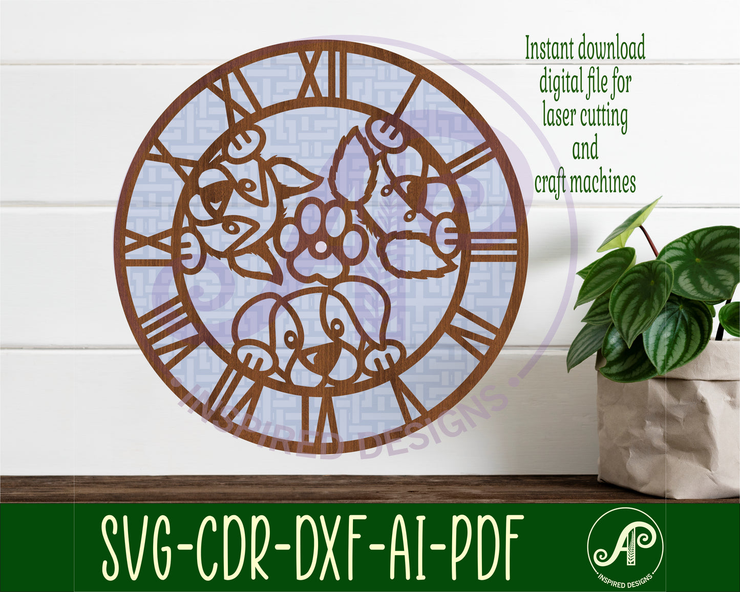 Dogs clock template design