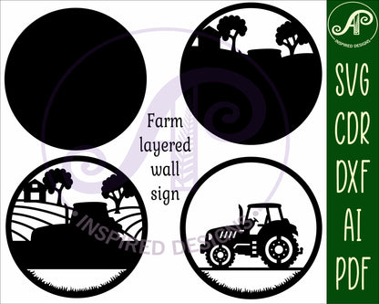 Tractor layered wall sign design SVG / DXF / AI / PDF / CDR