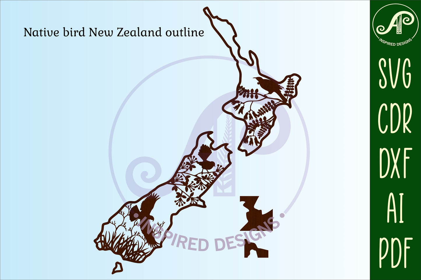 Native birds NZ outline wall sign design SVG / DXF / AI / PDF / CDR