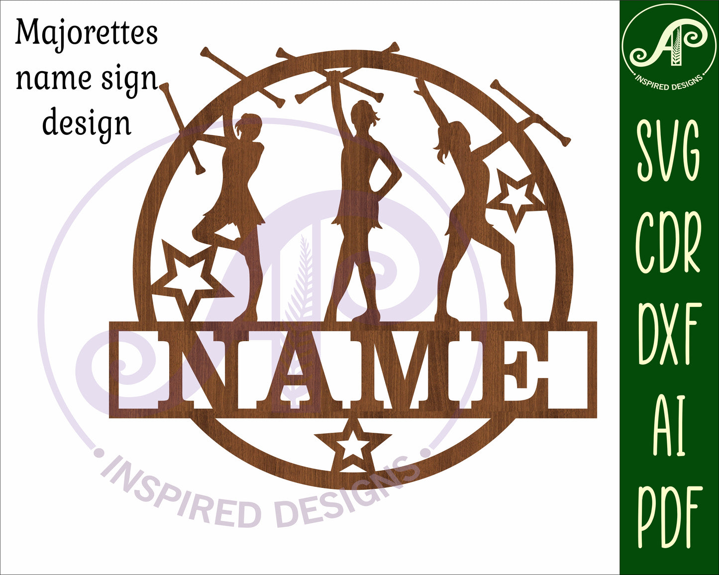 Majorette name wall sign. SVG / DXF / AI / PDF / CDR