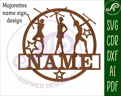 Majorette name wall sign. SVG / DXF / AI / PDF / CDR