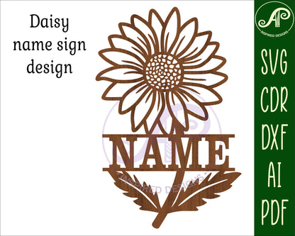 Daisy flower shape name sign SVG / DXF / AI / PDF / CDR