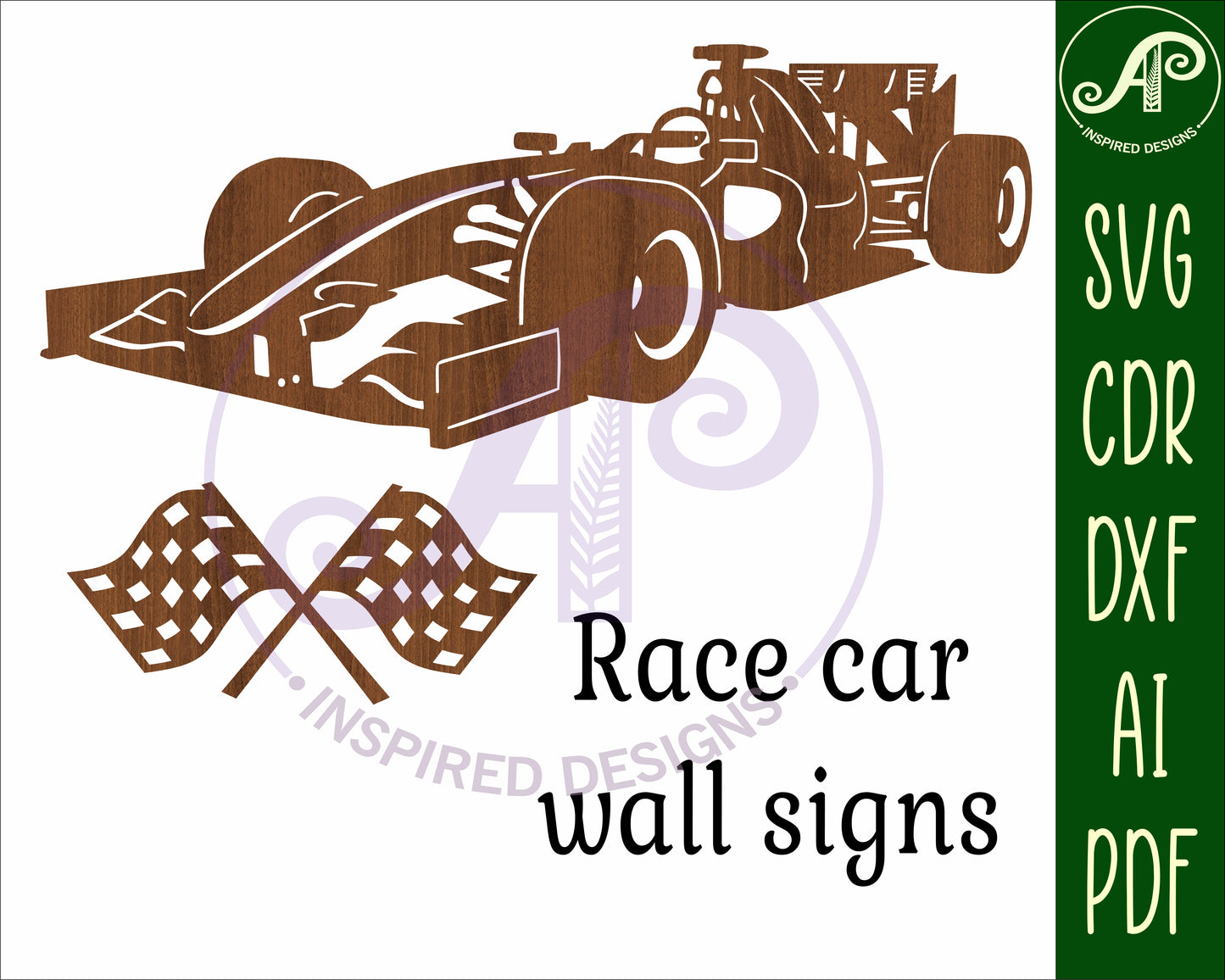 Race car wall sign design SVG / DXF / AI / PDF / CDR