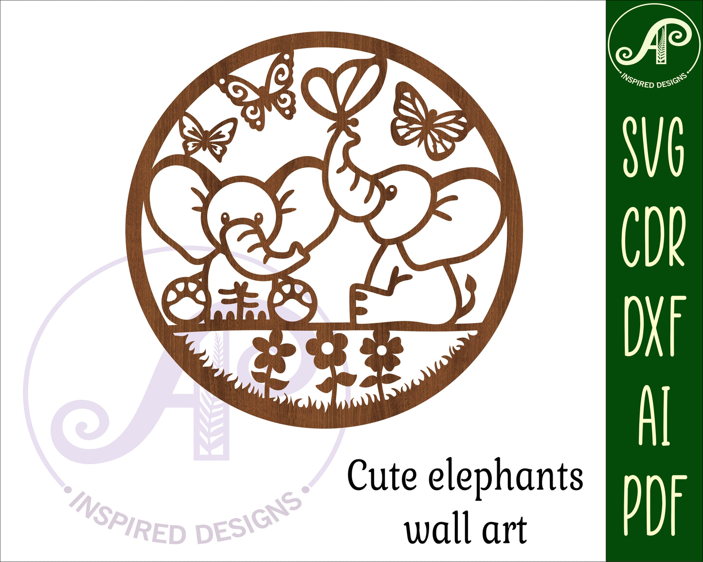 Cute elephant wall sign design SVG / DXF / AI / PDF / CDR