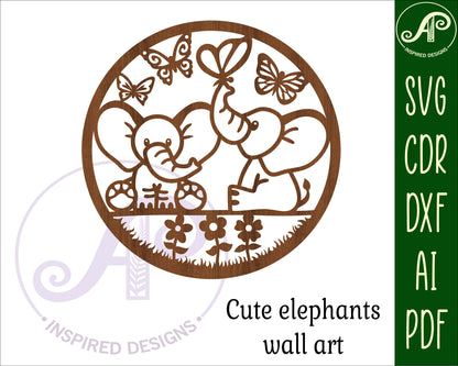 Cute elephant wall sign design SVG / DXF / AI / PDF / CDR