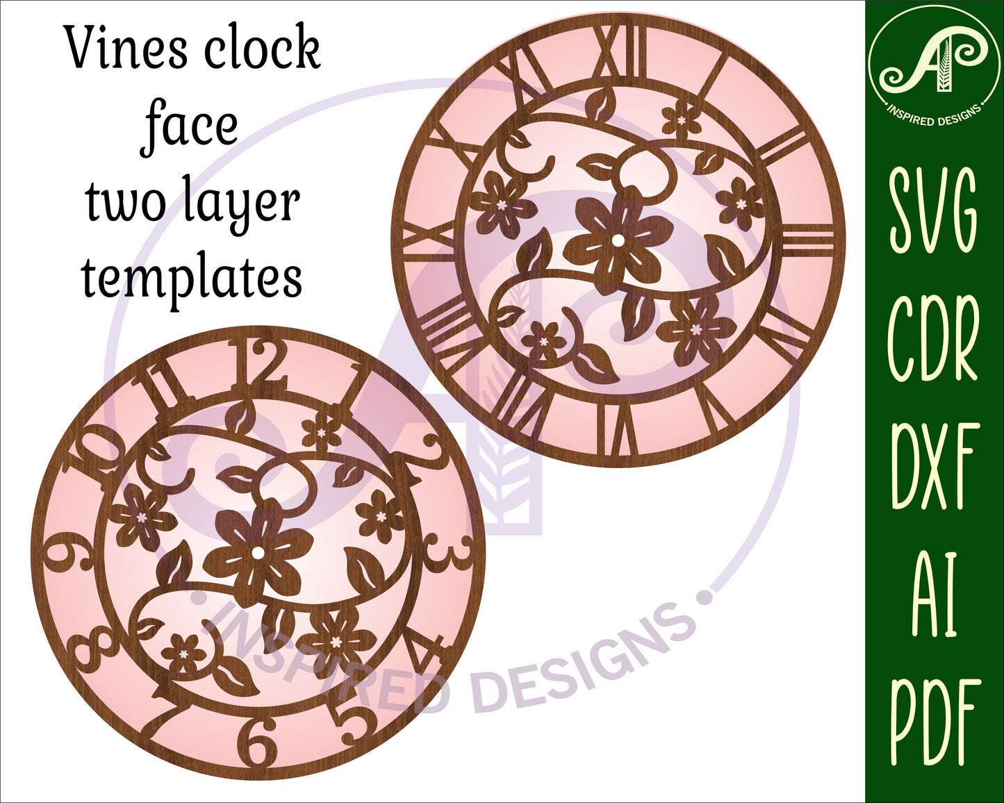 Vines floral wall clock template designs