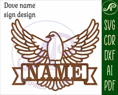 Dove design shape name sign SVG / DXF / AI / PDF / CDR