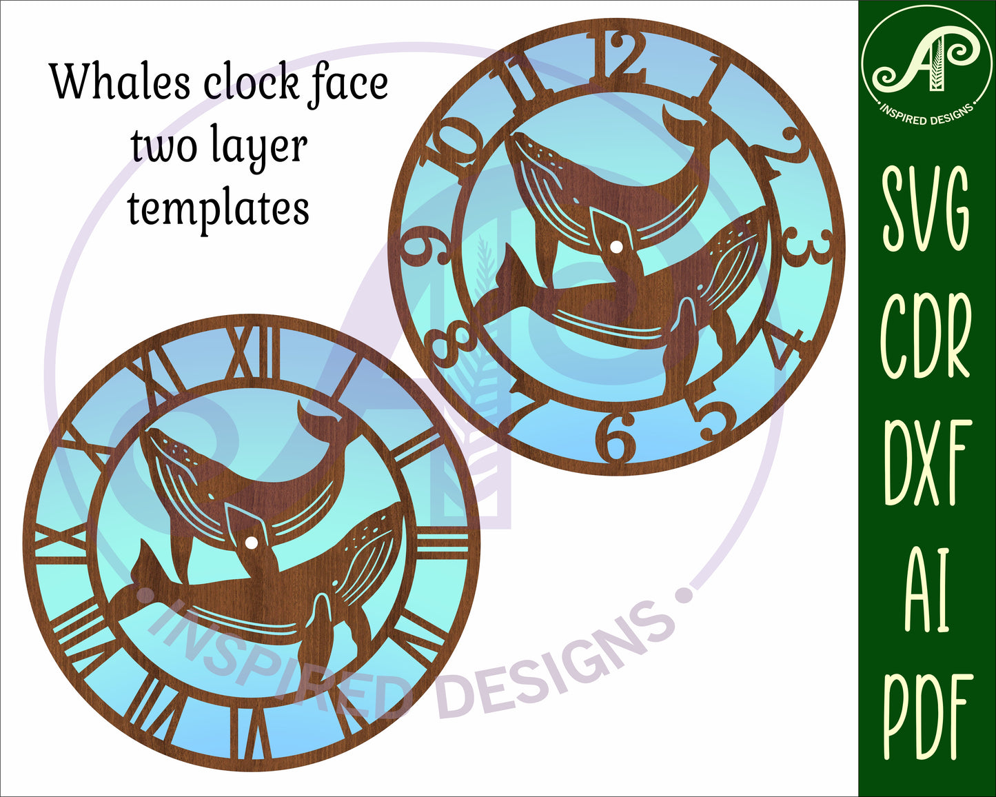 2 Whale clock template design