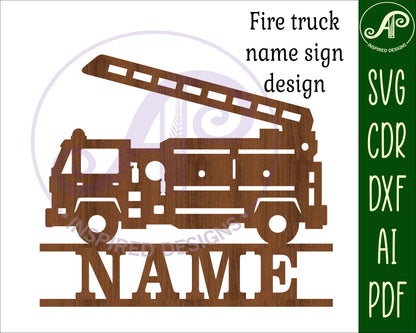 Firetruck shape name sign SVG / DXF / AI / PDF / CDR