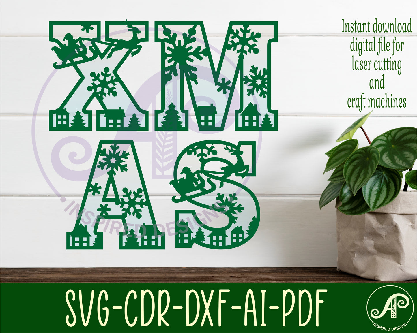 Christmas alphabet letter set. 58 letter options