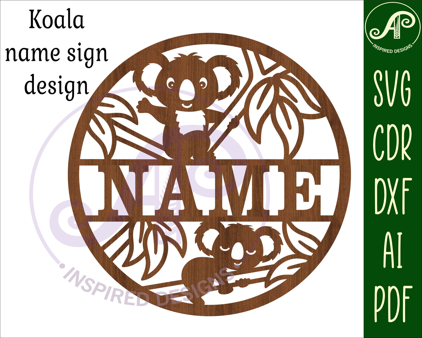 Koala name wall sign. SVG / DXF / AI / PDF / CDR