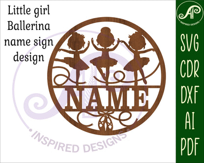 Little girl ballerinas name wall sign. SVG / DXF / AI / PDF / CDR