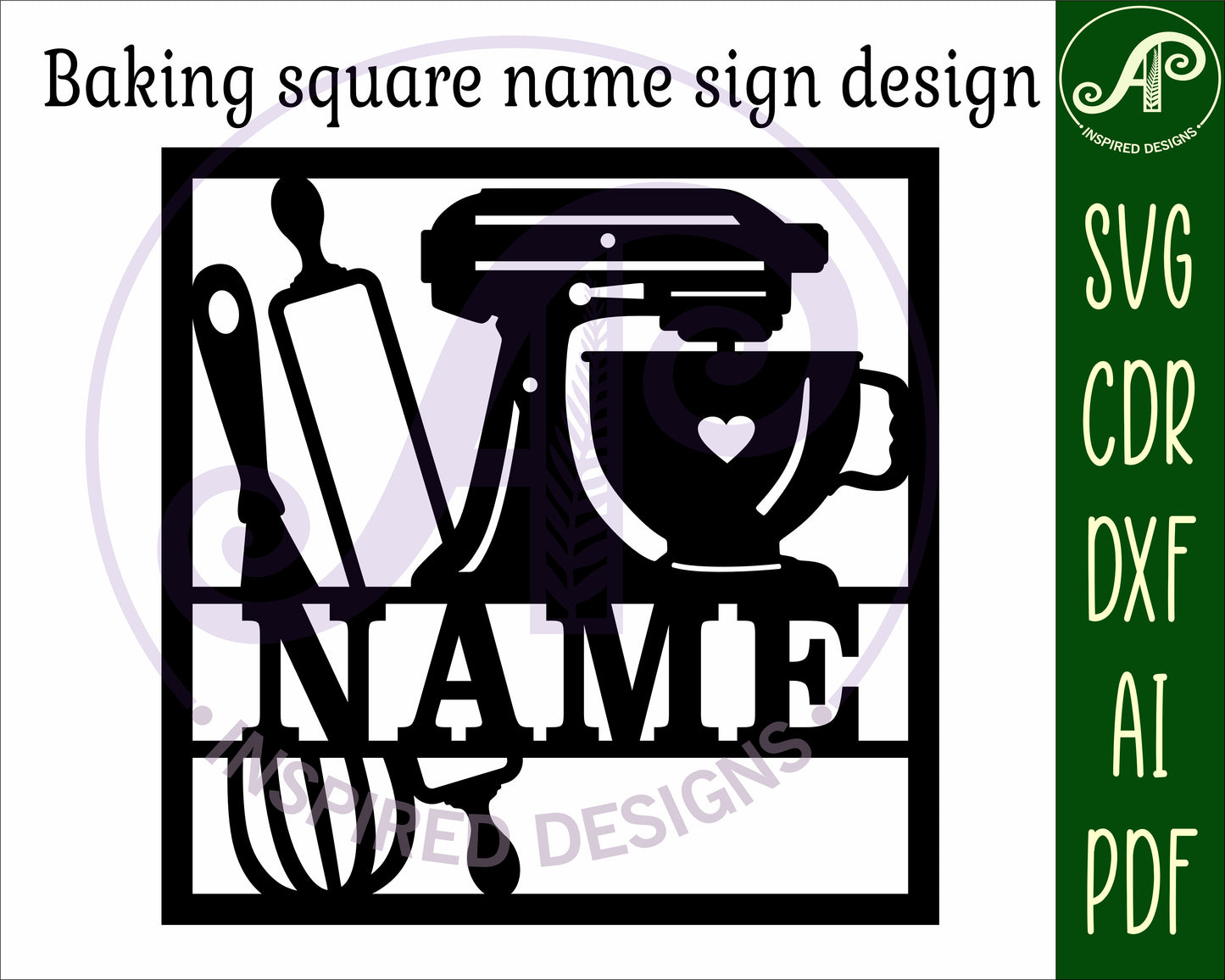 Baking square name wall sign. SVG / DXF / AI / PDF / CDR