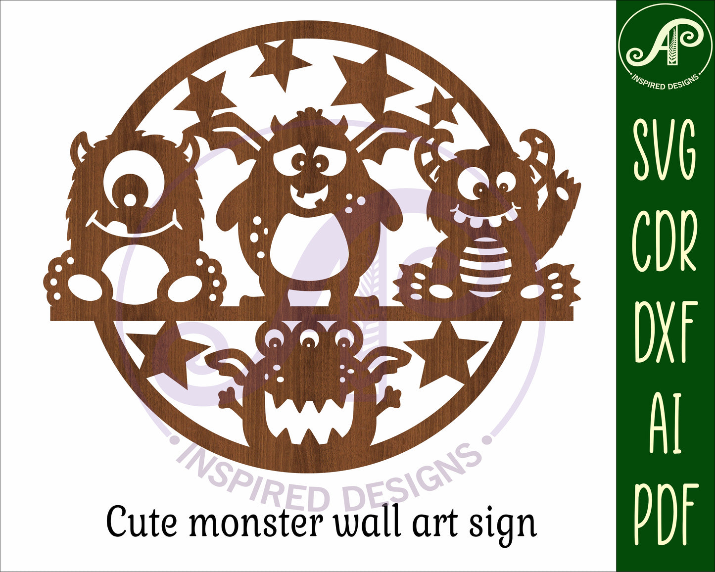 Cute monsters wall sign design SVG / DXF / AI / PDF / CDR