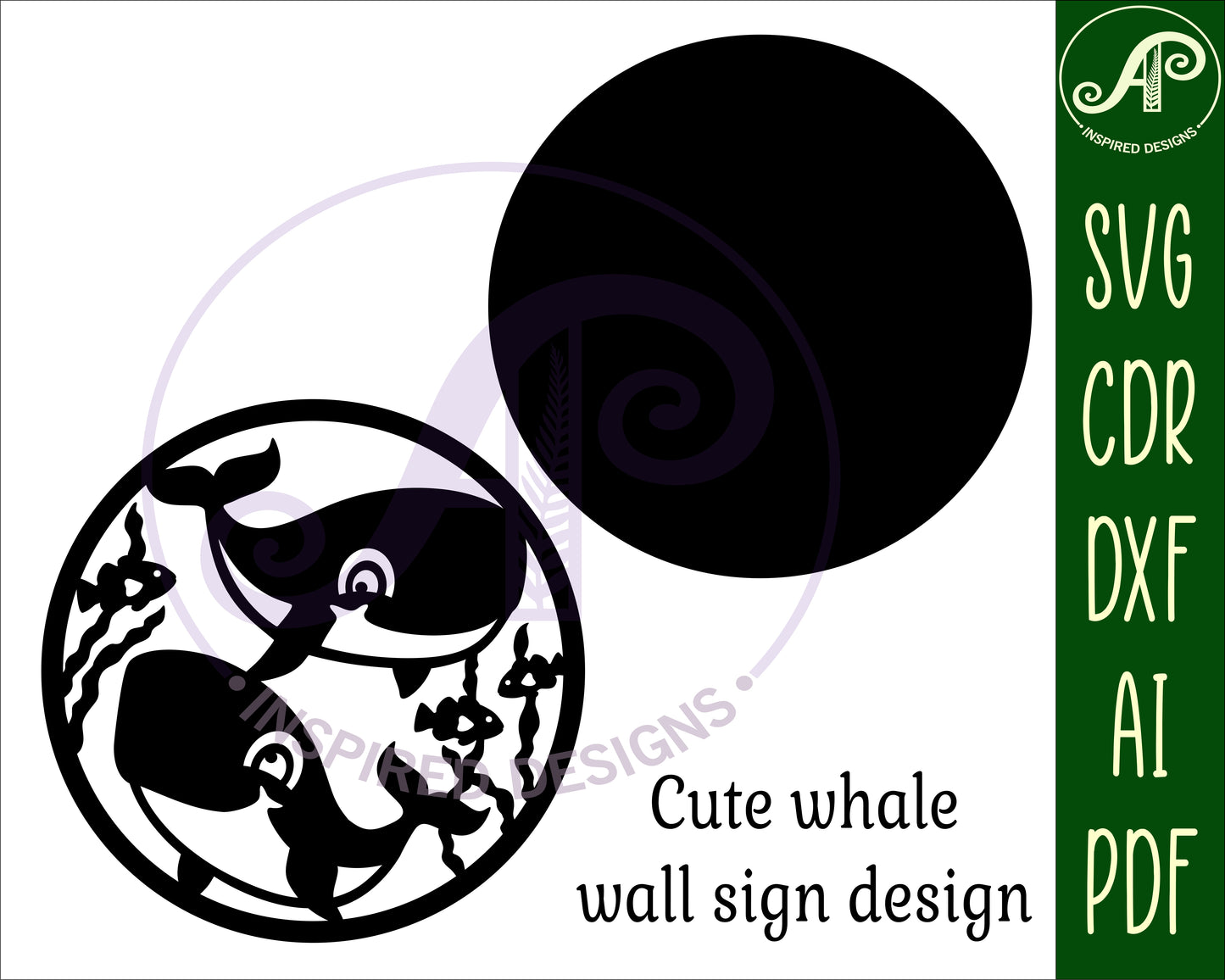 Cute whale wall sign design SVG / DXF / AI / PDF / CDR